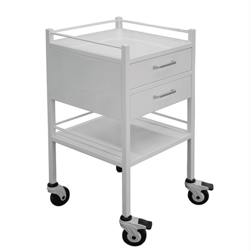 Powder Coated Dressing Trolley - 2 Drawers