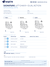 Aspire Signature Dual Lift Recline Chair Script Form