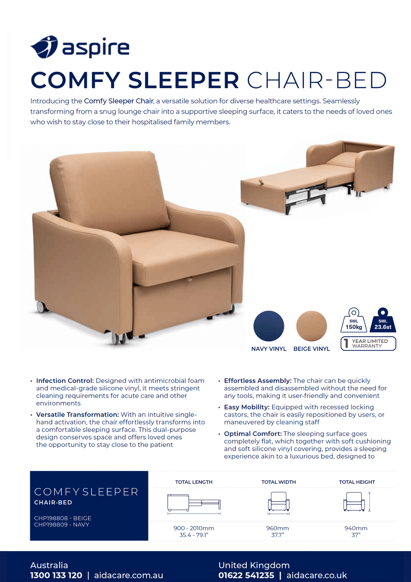 Aspire Comfy Sleeper Chair Bed Flyer